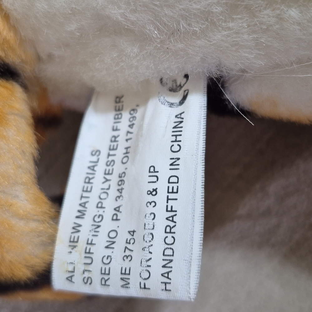 Vintage KellyToy TIGER Large 20" Plush Stuffed Animal Green RING Eye Realistic - Picture 11 of 12